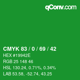 Color code: CMYK 83 / 0 / 69 / 42 | qconv.com