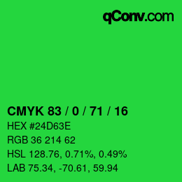 Color code: CMYK 83 / 0 / 71 / 16 | qconv.com