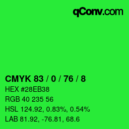 Color code: CMYK 83 / 0 / 76 / 8 | qconv.com