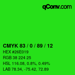 Farbcode: CMYK 83 / 0 / 89 / 12 | qconv.com