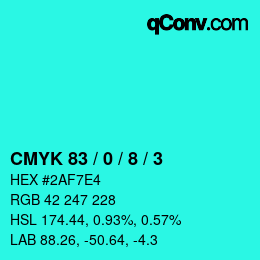 颜色代码: CMYK 83 / 0 / 8 / 3 | qconv.com