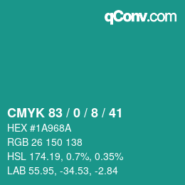 Color code: CMYK 83 / 0 / 8 / 41 | qconv.com