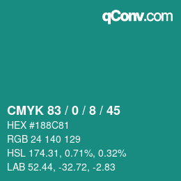 Color code: CMYK 83 / 0 / 8 / 45 | qconv.com