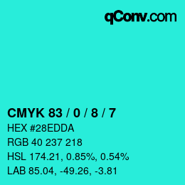Color code: CMYK 83 / 0 / 8 / 7 | qconv.com