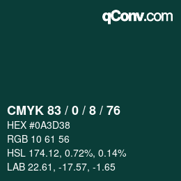 Color code: CMYK 83 / 0 / 8 / 76 | qconv.com