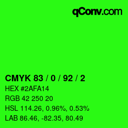 カラーコード: CMYK 83 / 0 / 92 / 2 | qconv.com