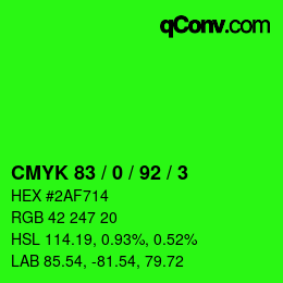 カラーコード: CMYK 83 / 0 / 92 / 3 | qconv.com
