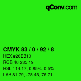 Color code: CMYK 83 / 0 / 92 / 8 | qconv.com