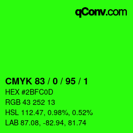 颜色代码: CMYK 83 / 0 / 95 / 1 | qconv.com