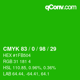 Color code: CMYK 83 / 0 / 98 / 29 | qconv.com