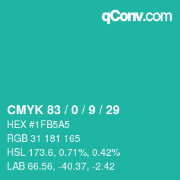 Color code: CMYK 83 / 0 / 9 / 29 | qconv.com