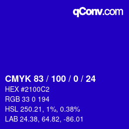 颜色代码: CMYK 83 / 100 / 0 / 24 | qconv.com