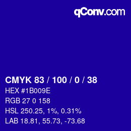 颜色代码: CMYK 83 / 100 / 0 / 38 | qconv.com