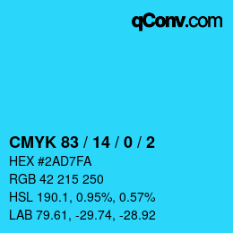Código de color: CMYK 83 / 14 / 0 / 2 | qconv.com