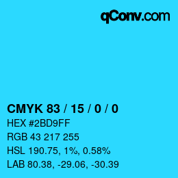 Color code: CMYK 83 / 15 / 0 / 0 | qconv.com