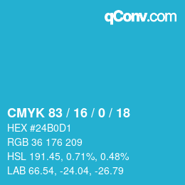 颜色代码: CMYK 83 / 16 / 0 / 18 | qconv.com