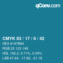 Color code: CMYK 83 / 17 / 0 / 42 | qconv.com