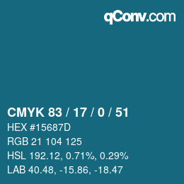 Color code: CMYK 83 / 17 / 0 / 51 | qconv.com