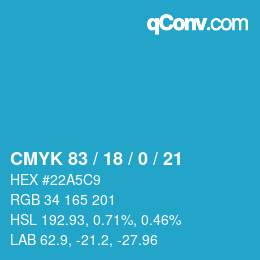 Color code: CMYK 83 / 18 / 0 / 21 | qconv.com