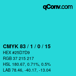 カラーコード: CMYK 83 / 1 / 0 / 15 | qconv.com