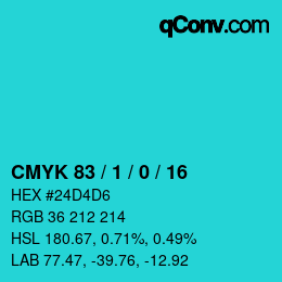 Color code: CMYK 83 / 1 / 0 / 16 | qconv.com