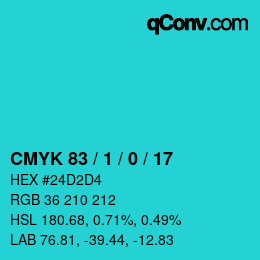 Color code: CMYK 83 / 1 / 0 / 17 | qconv.com