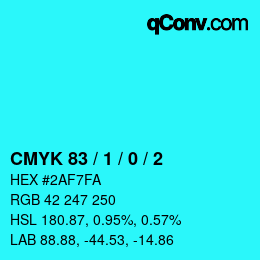 カラーコード: CMYK 83 / 1 / 0 / 2 | qconv.com
