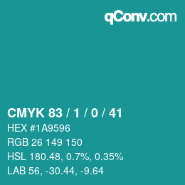 Color code: CMYK 83 / 1 / 0 / 41 | qconv.com