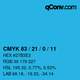 Color code: CMYK 83 / 21 / 0 / 11 | qconv.com