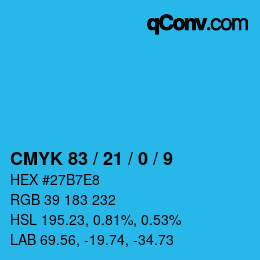 Color code: CMYK 83 / 21 / 0 / 9 | qconv.com