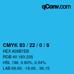 Color code: CMYK 83 / 22 / 0 / 8 | qconv.com