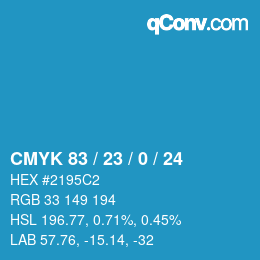 Color code: CMYK 83 / 23 / 0 / 24 | qconv.com