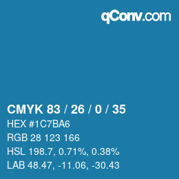 カラーコード: CMYK 83 / 26 / 0 / 35 | qconv.com