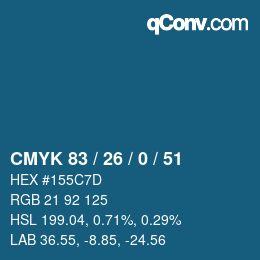 颜色代码: CMYK 83 / 26 / 0 / 51 | qconv.com