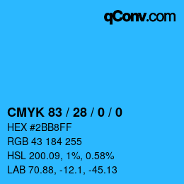 颜色代码: CMYK 83 / 28 / 0 / 0 | qconv.com