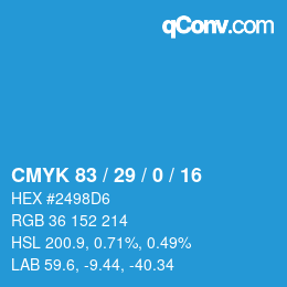 颜色代码: CMYK 83 / 29 / 0 / 16 | qconv.com