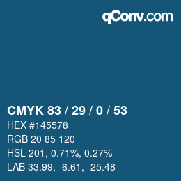 Color code: CMYK 83 / 29 / 0 / 53 | qconv.com