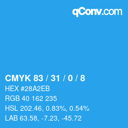 カラーコード: CMYK 83 / 31 / 0 / 8 | qconv.com