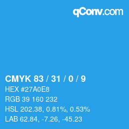 カラーコード: CMYK 83 / 31 / 0 / 9 | qconv.com