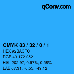 カラーコード: CMYK 83 / 32 / 0 / 1 | qconv.com