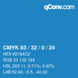 カラーコード: CMYK 83 / 32 / 0 / 24 | qconv.com