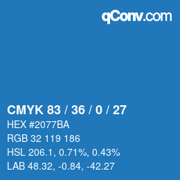 カラーコード: CMYK 83 / 36 / 0 / 27 | qconv.com