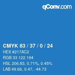 Farbcode: CMYK 83 / 37 / 0 / 24 | qconv.com