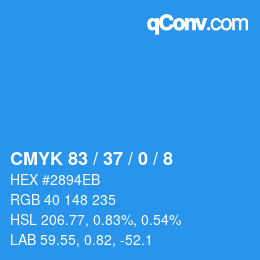 カラーコード: CMYK 83 / 37 / 0 / 8 | qconv.com