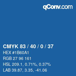 カラーコード: CMYK 83 / 40 / 0 / 37 | qconv.com