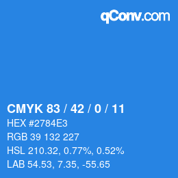 颜色代码: CMYK 83 / 42 / 0 / 11 | qconv.com