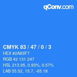 カラーコード: CMYK 83 / 47 / 0 / 3 | qconv.com