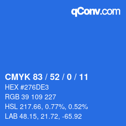 颜色代码: CMYK 83 / 52 / 0 / 11 | qconv.com