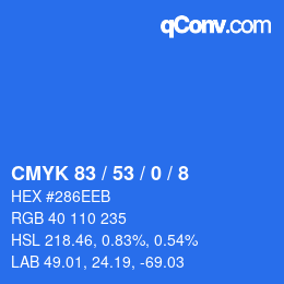 カラーコード: CMYK 83 / 53 / 0 / 8 | qconv.com