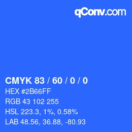 カラーコード: CMYK 83 / 60 / 0 / 0 | qconv.com